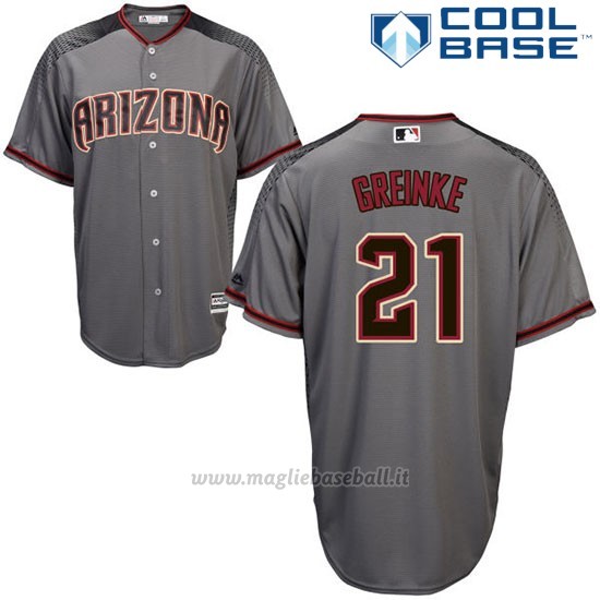 Maglia Baseball Uomo Arizona Diamondbacks 21 Zack Greinke Grigio Nero Autentico Cool Base